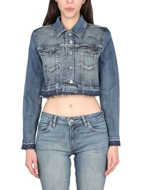 Ganni Blue Denim Jean jacket cropped button collared size 36 (XS-S 4) designer